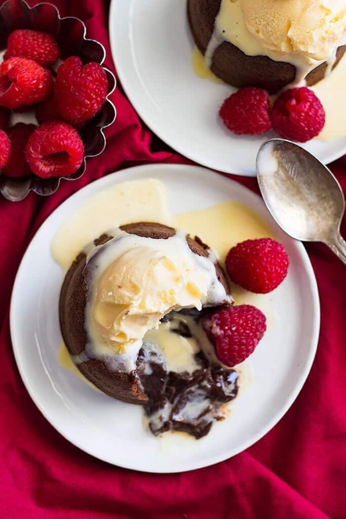 Lava cake and ice cream dessert